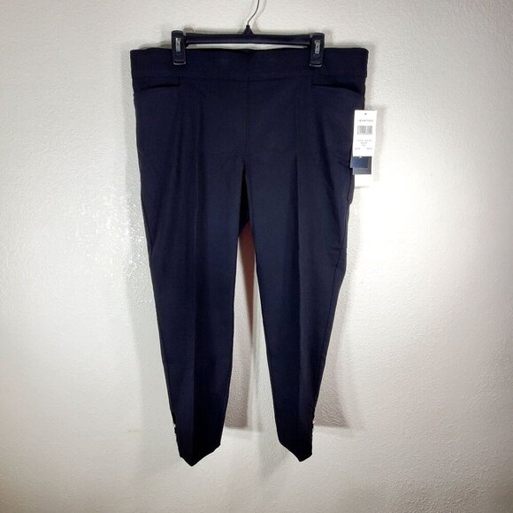 Linda Matthews Petite Black Ankle-Length Pants With Rhinestone Detail Womans PXL - Picture 1 of 11